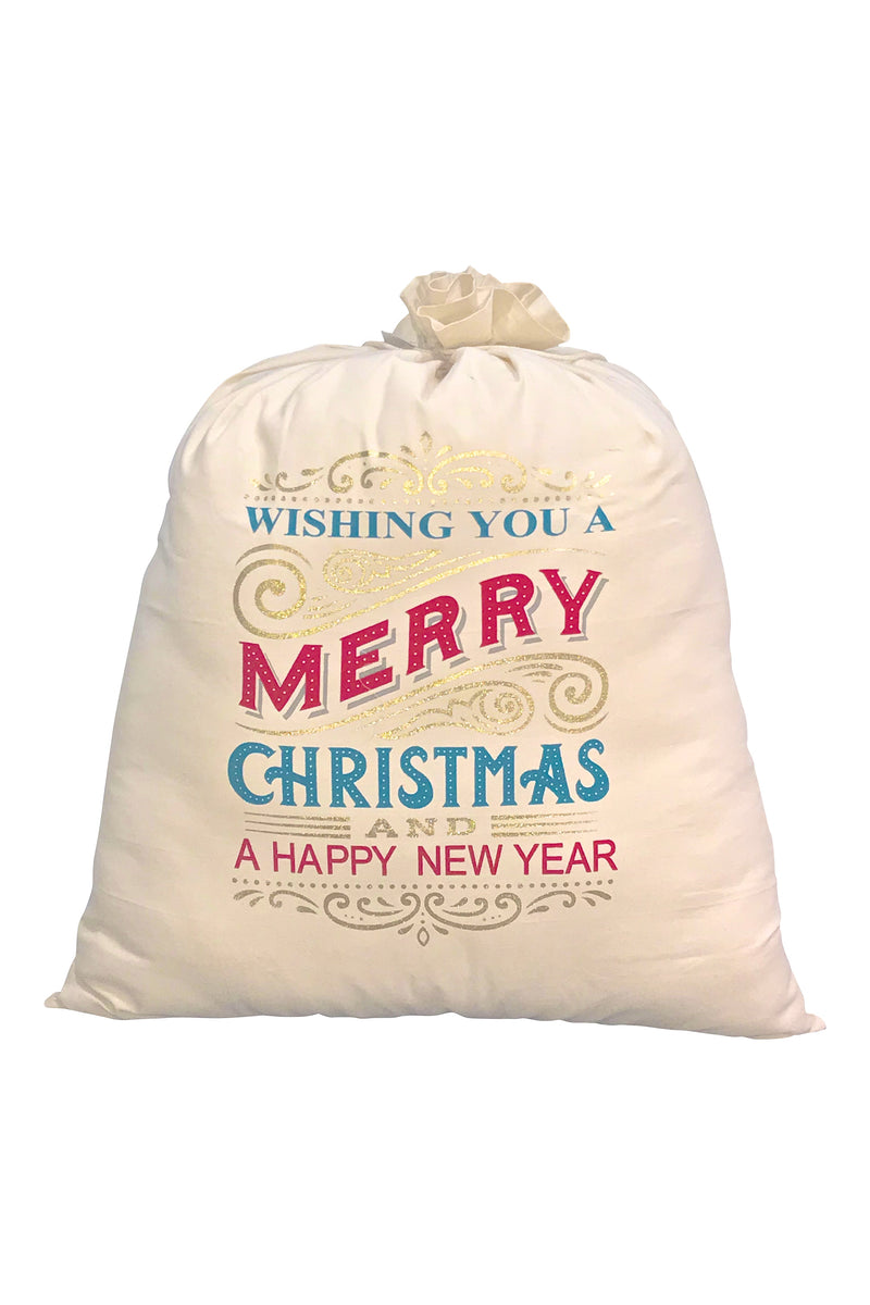 Merry Christmas & a Happy New Year Large Santa Bag